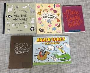 Lot of 5 Drawing Art Activity Books Animals Prompts Cartooning How to Draw
